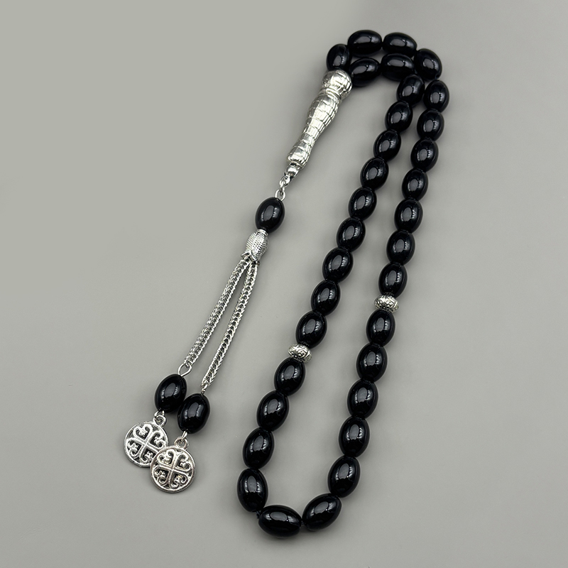 Car Accessories Dubai - 33Pcs Glass Rosary Muslim Prayer Keyring